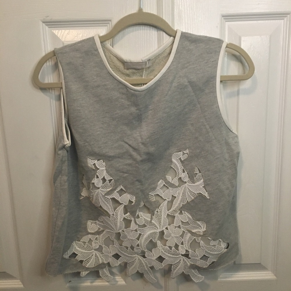 ZARA Sweatshirt Tank with Lace Insert